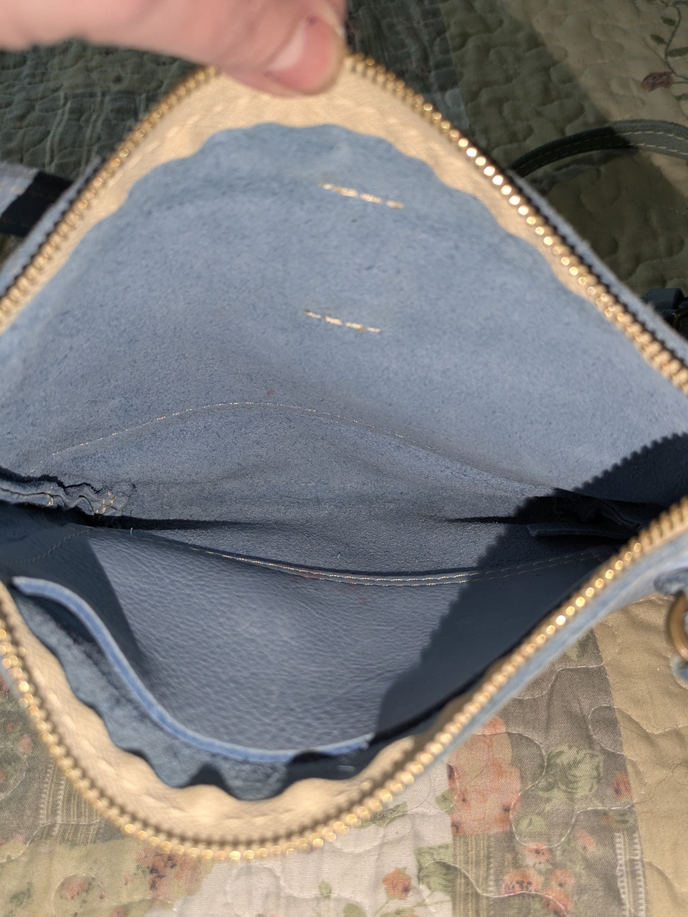 Portland Leather Light Blue Crossbody Bag - Picture 3 of 4